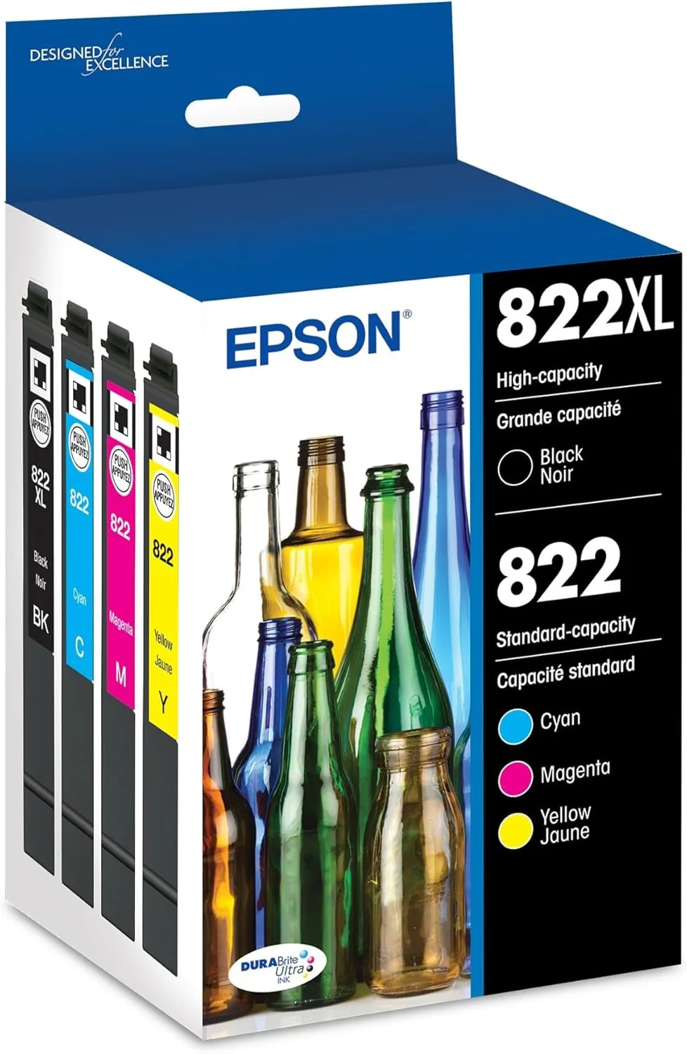 EPSON 822 DURABrite Ultra Ink High Capacity Black & Standard Color Cartridge Combo Pack