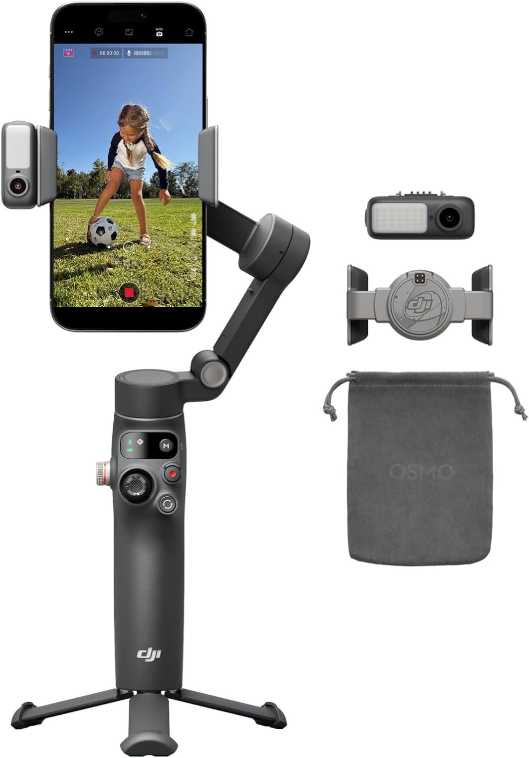 DJI Osmo Mobile 8 Advanced Tracking Combo Gimbal Stabilizer for Phone, AI Native Tracking with Audio & Lighting