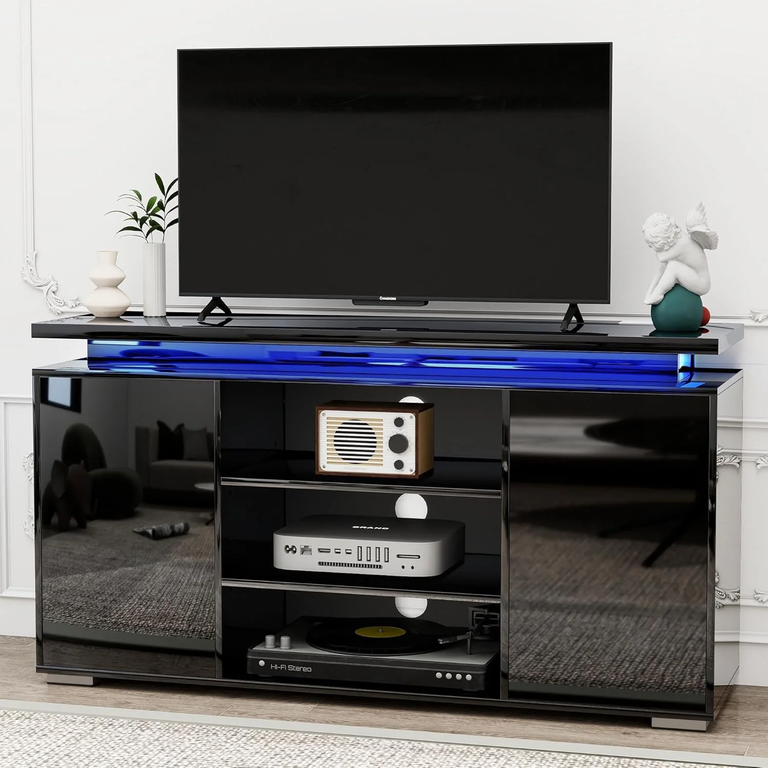 High Gloss TV Stand Modern Entertainment Center