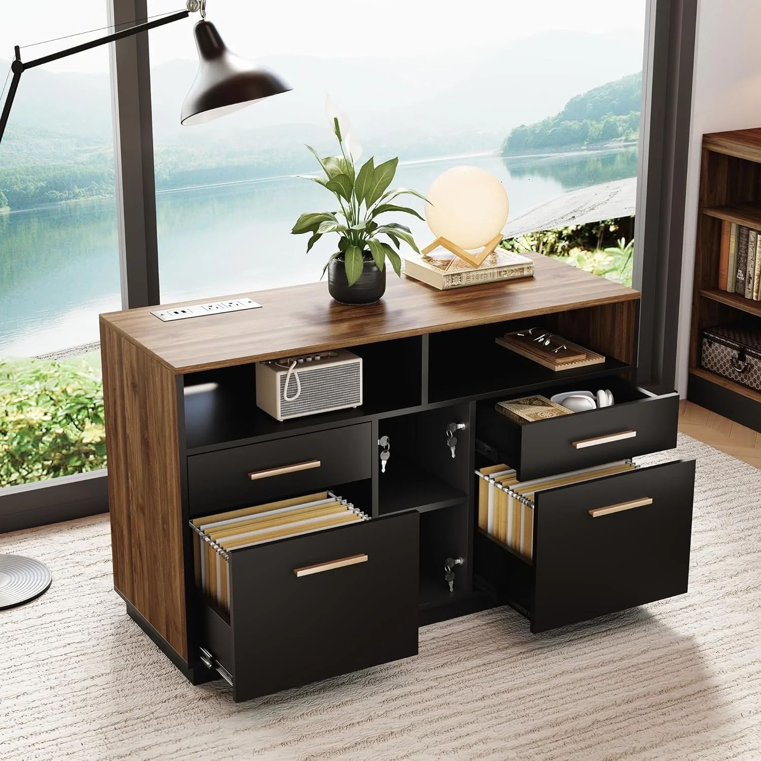 4 Drawer File Cabinet, Wood Filing Cabinet