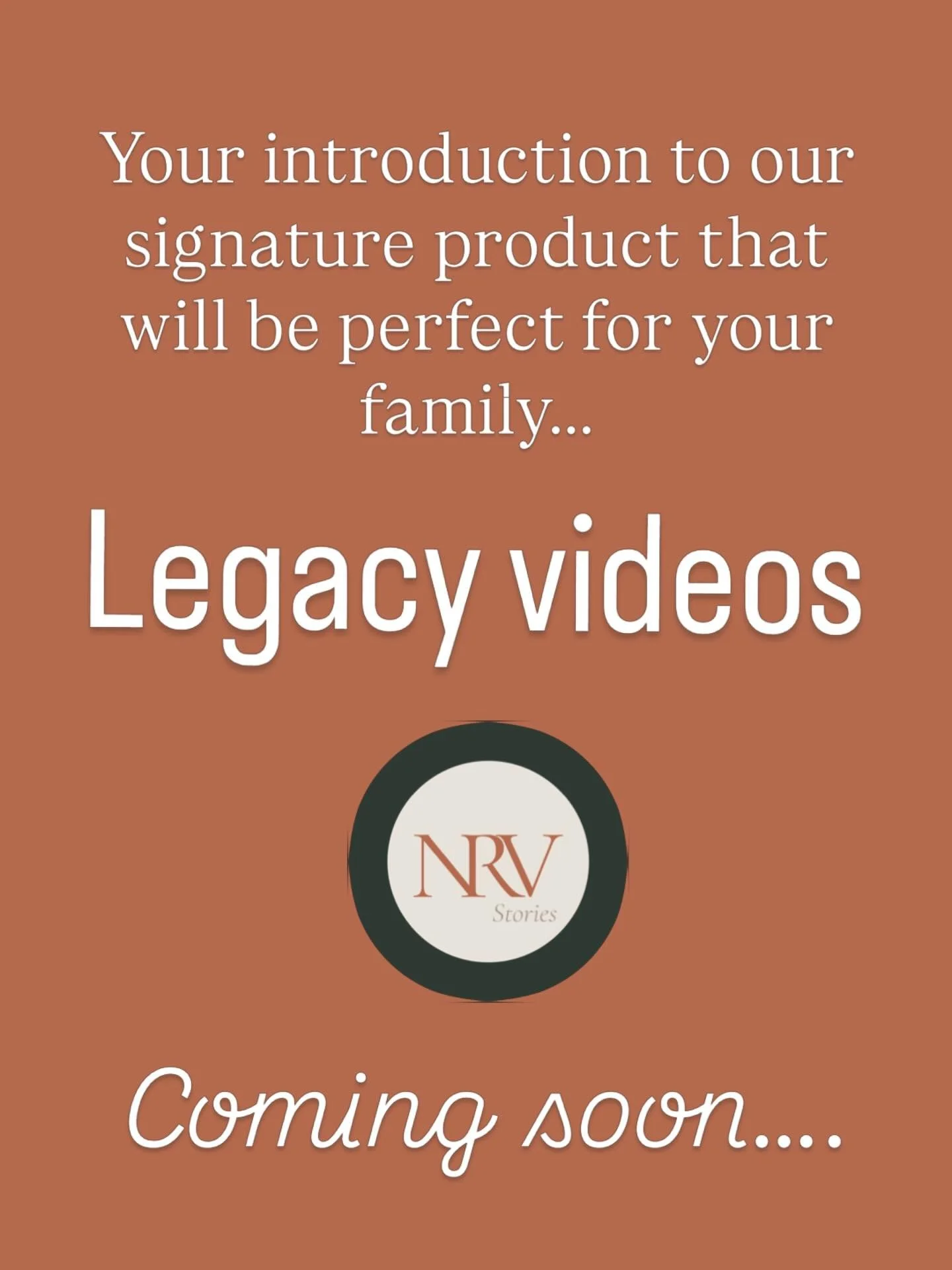 The official launch of Legacy Videos is coming soon and we are SO excited to share the work with you!!! 

Perfectly captured, brilliantly edited in house, the Legacy Video gives you a piece of personal history for your family. 

What message do you w