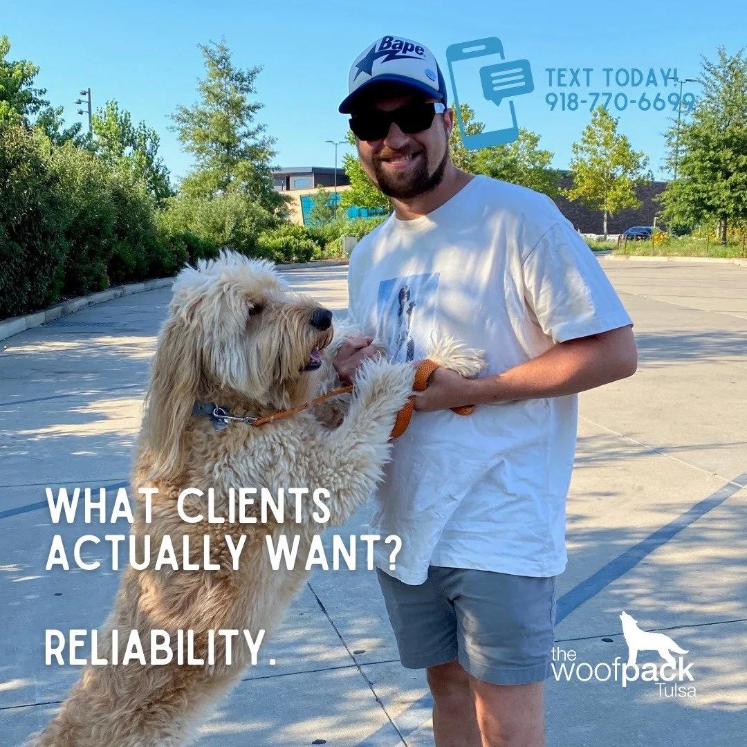 What clients actually want? Reliability. 🐾

Someone who shows up.
Someone who communicates.
Someone who treats their dog like their own.

Peace of mind isn&rsquo;t a bonus &mdash; it&rsquo;s the standard. That&rsquo;s why our clients trust us to be 