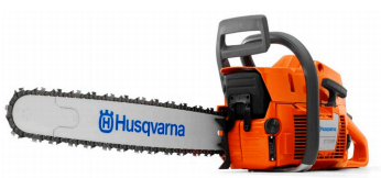 Sierra eléctrica Husqvarna de color naranja y negro