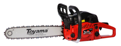 Sierra de cadena Toyama con motor rojo y negro