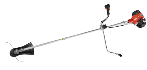 Desbrozadora de jardín con motor a gasolina y mango ajustable.
