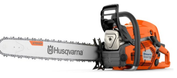 Sierra de cadena Husqvarna de color naranja y gris