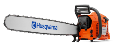 Sierra eléctrica Husqvarna de color naranja y gris