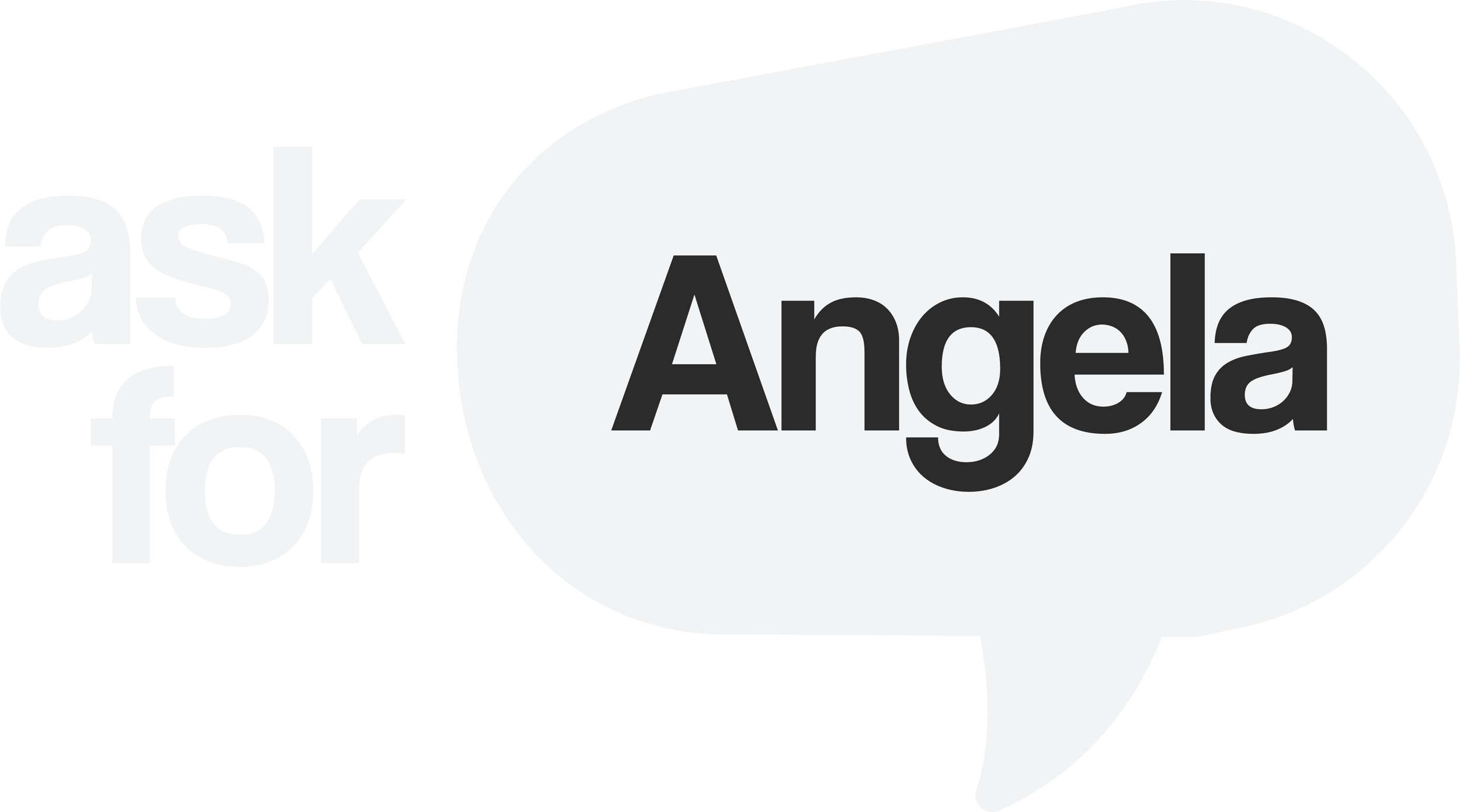 Ask for Angela logo in white and black
