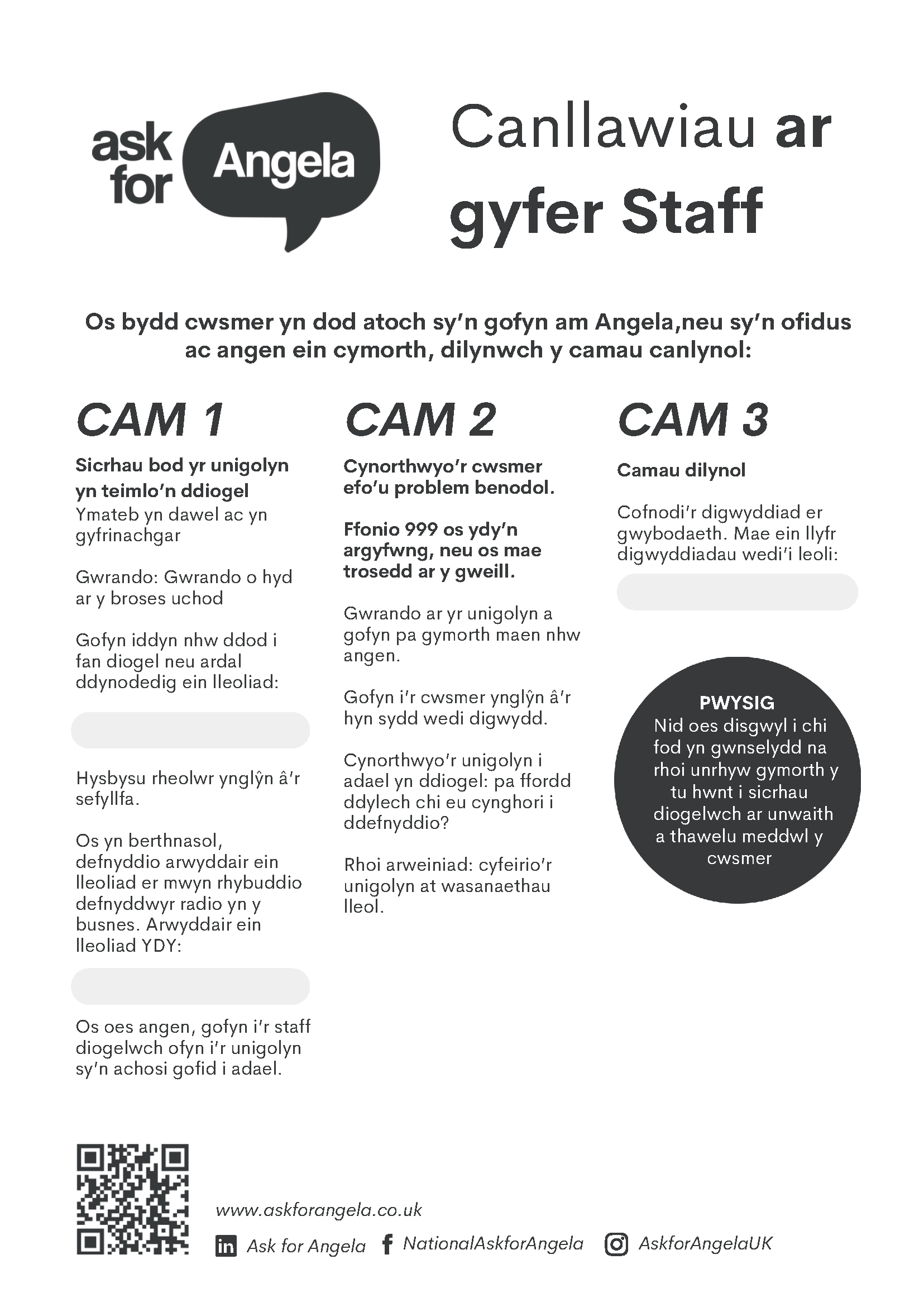 AFA Staff Guidance Poster in Welsh