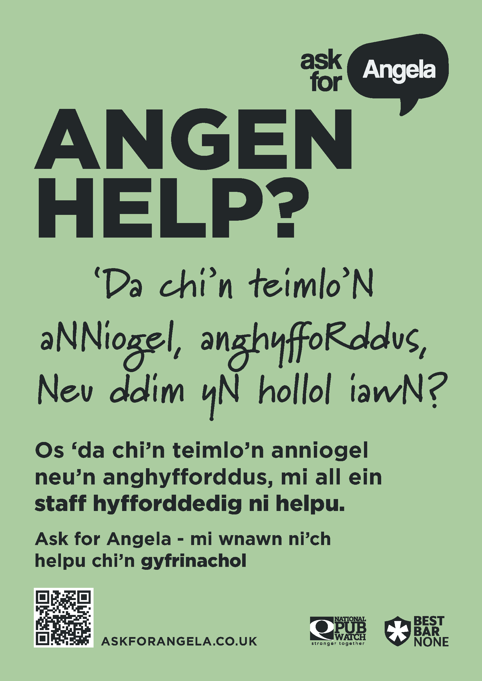 Ask for Angela Poster Green in Welsh