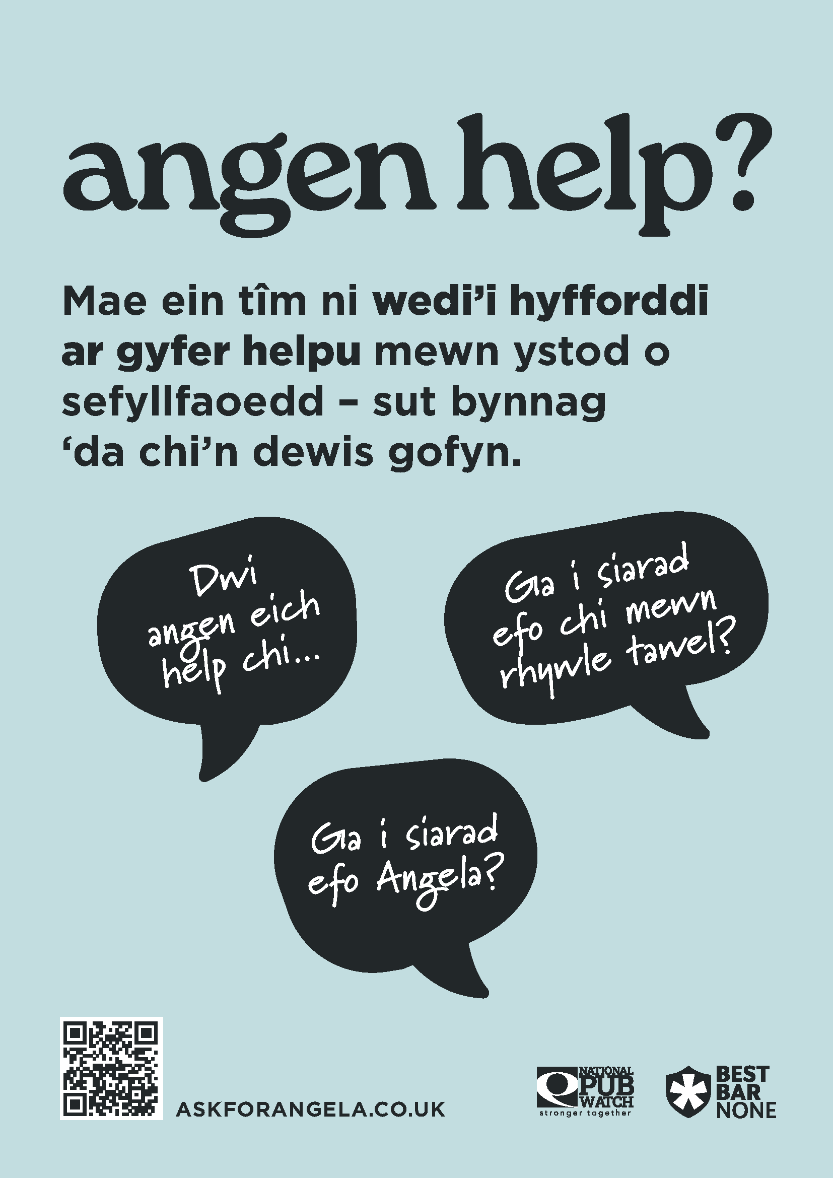 Ask for Angela Poster Blue in Welsh