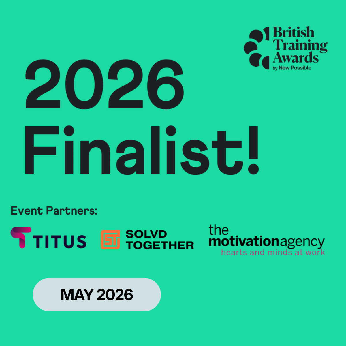 An infographic to announce that Ask for Angela is a finalist in the British Training Awards 2026