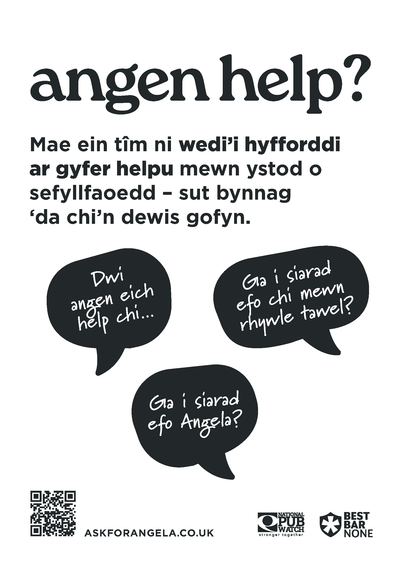 Ask for Angela Poster White in Welsh