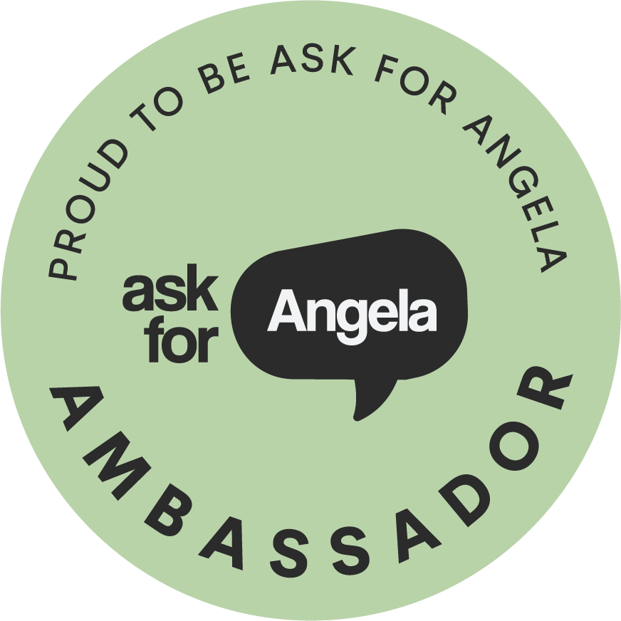 'Proud to be an Ask for Angela Ambassador' Stamp in Green