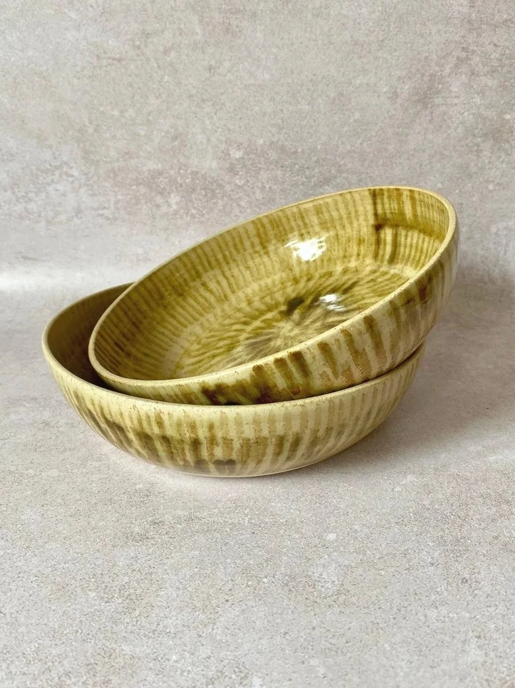 Pair of Olive Chatter Pasta Bowls