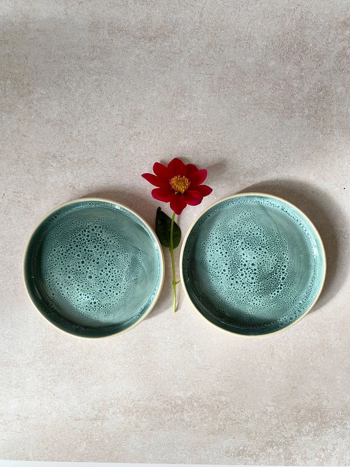 Pair of Mottled Aqua Side Plates - Small