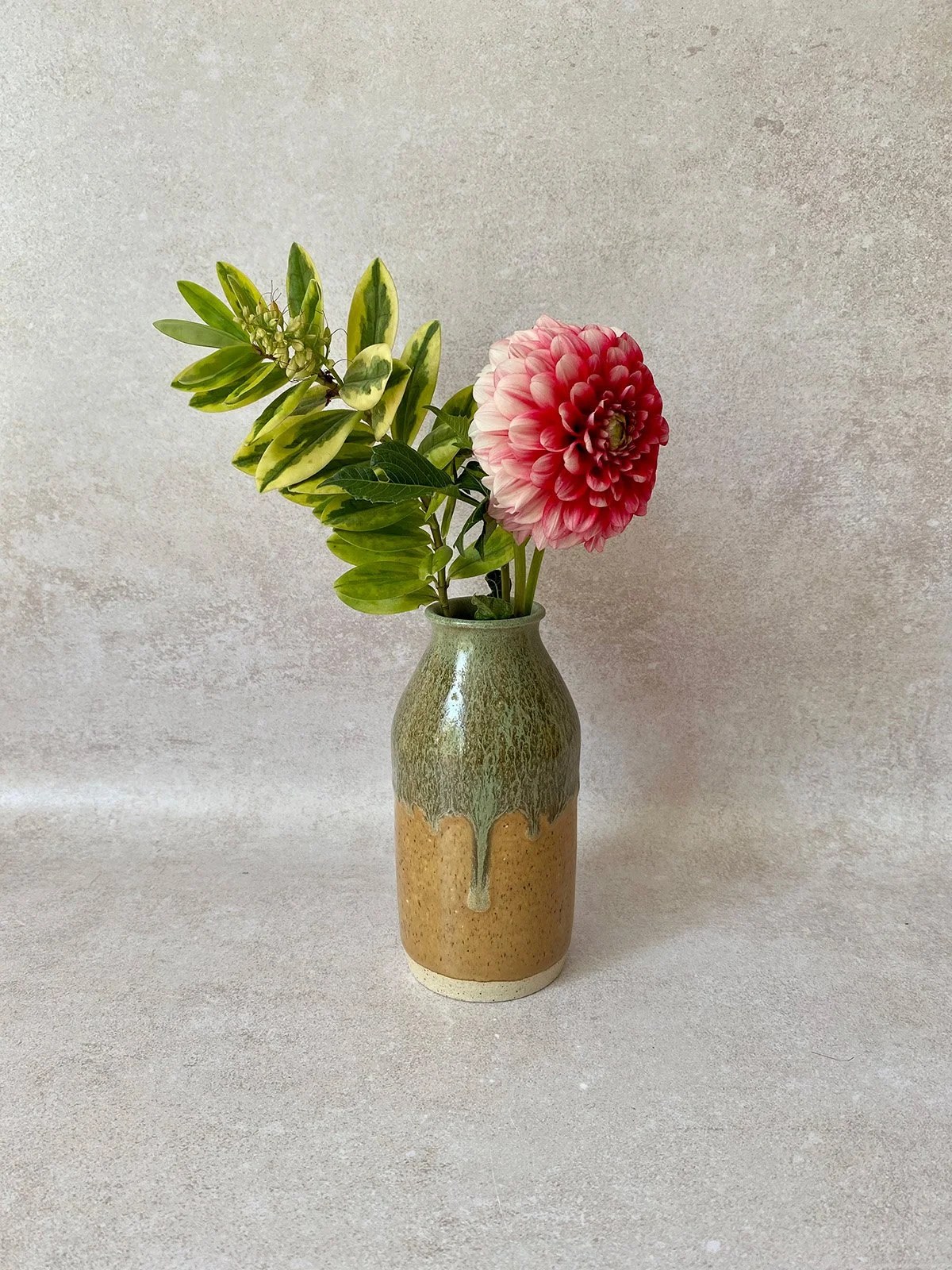 Speckle Tan & Sage Bottle Vase