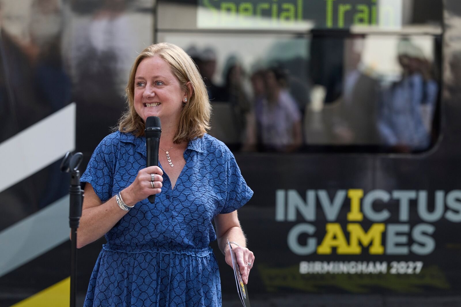 The Spirit of Invictus train, unveiled by the Invictus Games Foundation, departs London for Birmingham.