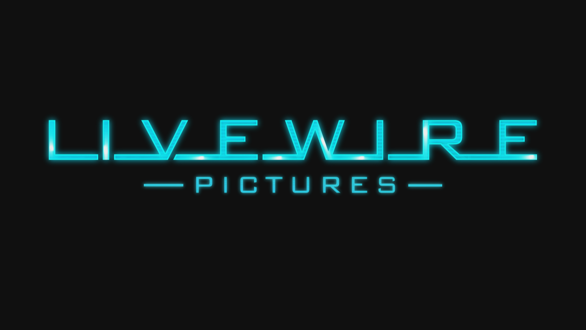 Livewire Pictures logo image, featuring neon style blue lettering on a black background