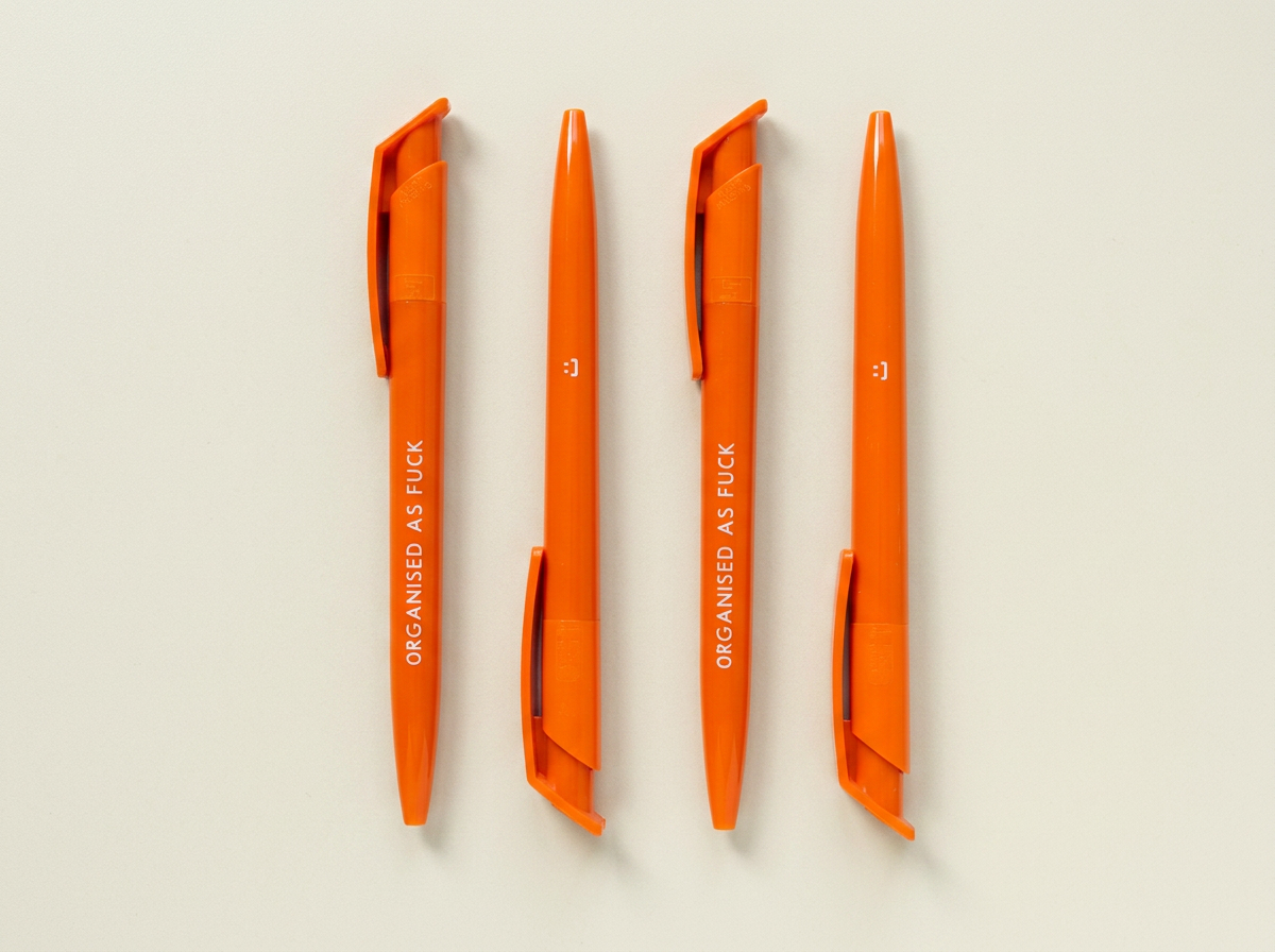 Organised As Fuck Orange Recycled Eco Ballpoint Click Pen