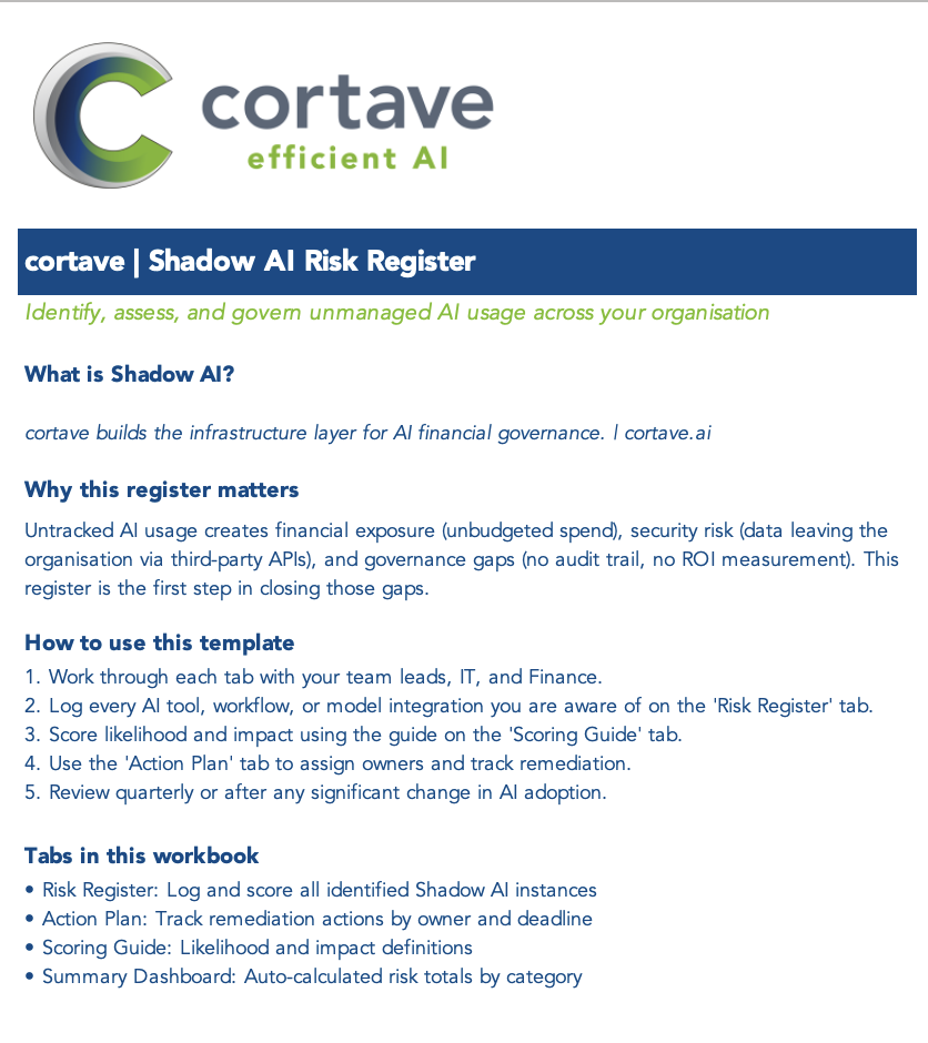 Workbook: Shadow AI Risk Register