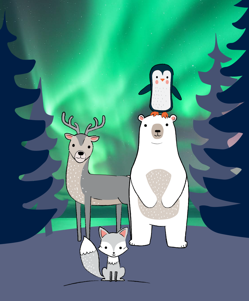 Illustration Polartiere die Schweizerische Post