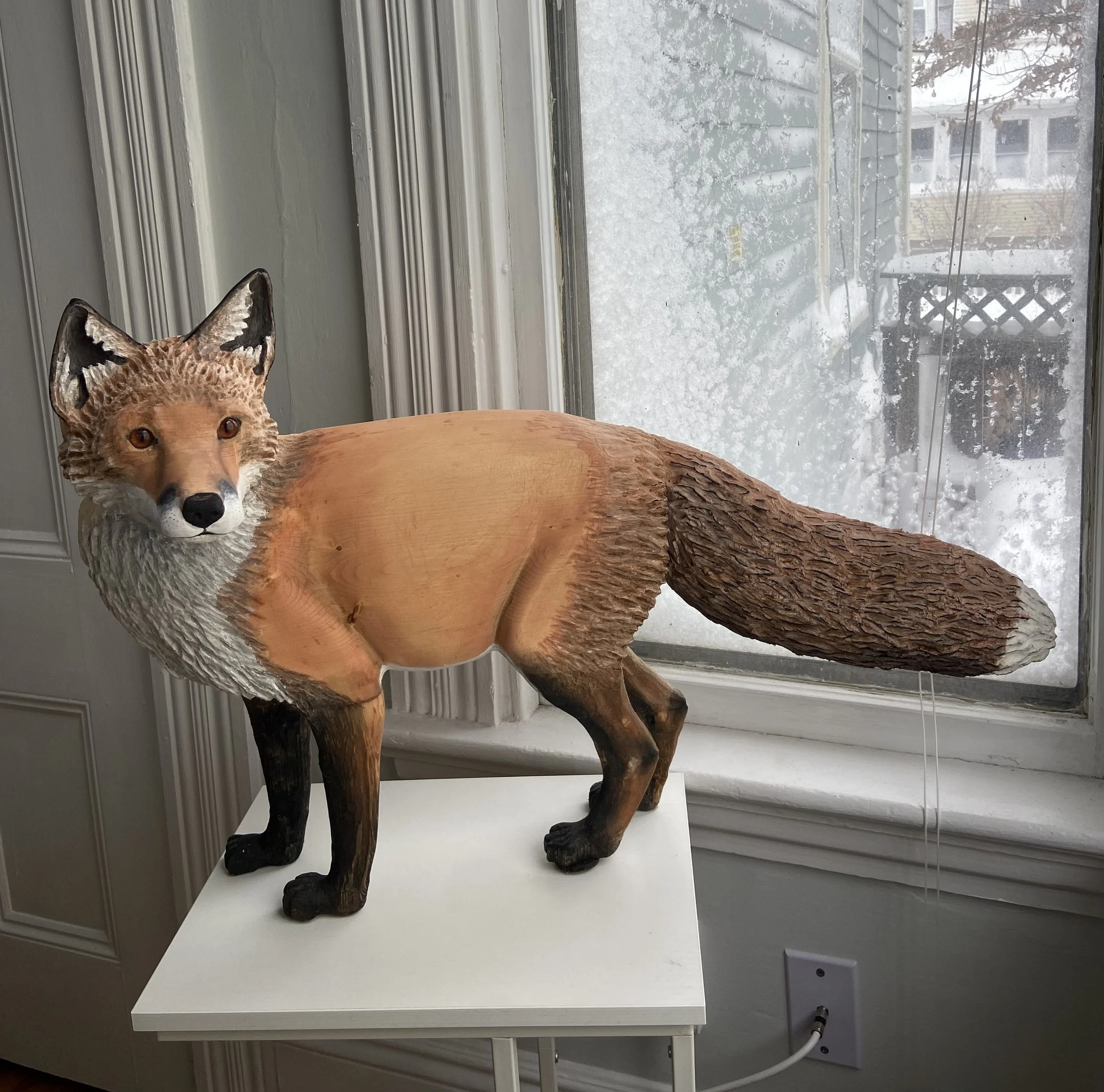 Red Fox Wood Carving