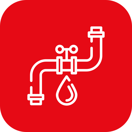 Pipe with a dripping water drop and a red background