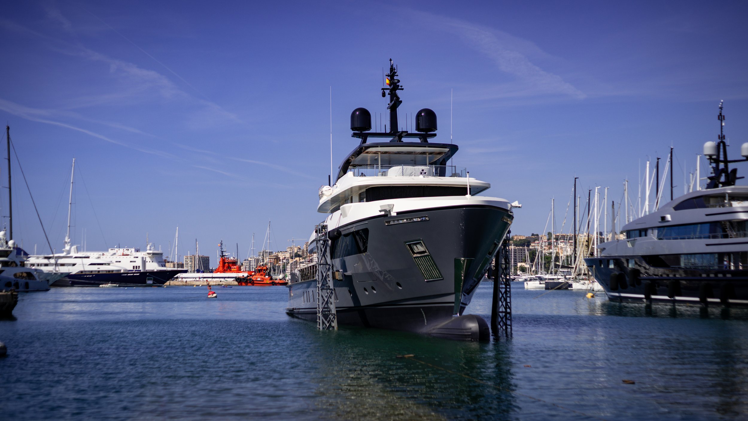 Yacht Arrow being launched back into the water
