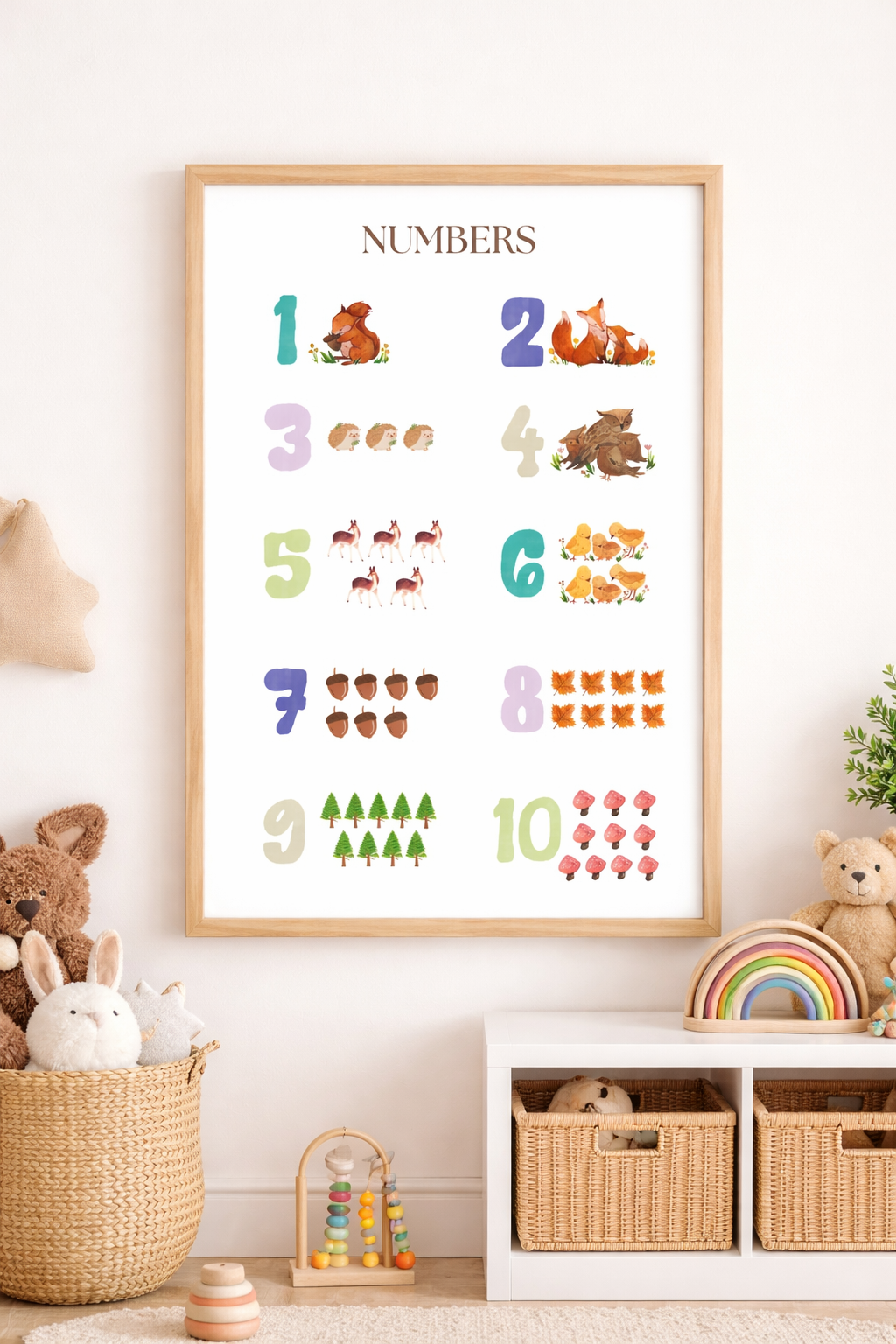 Woodland Animal Numbers Nursery Print