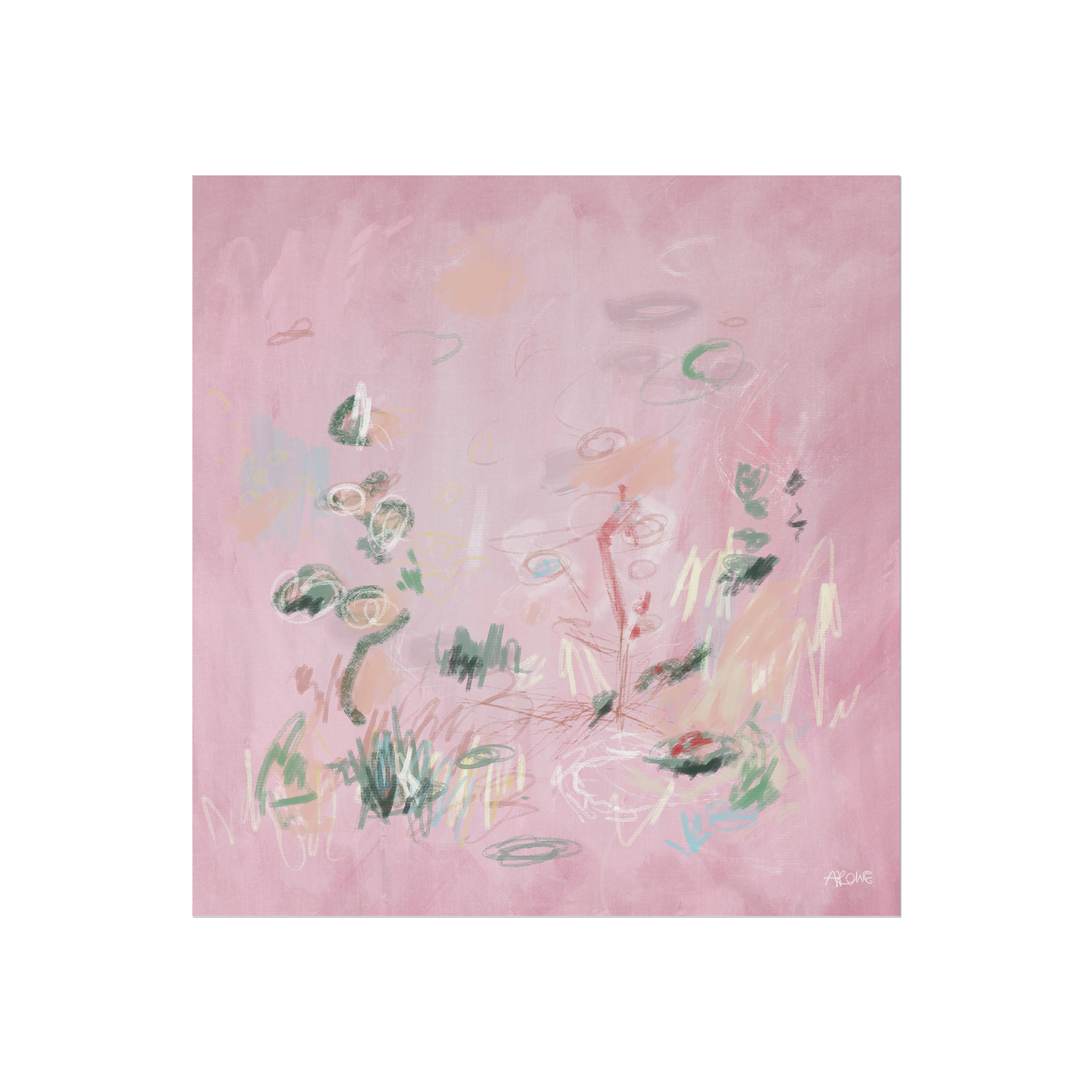 Pink Abstract Floral Rolled Poster