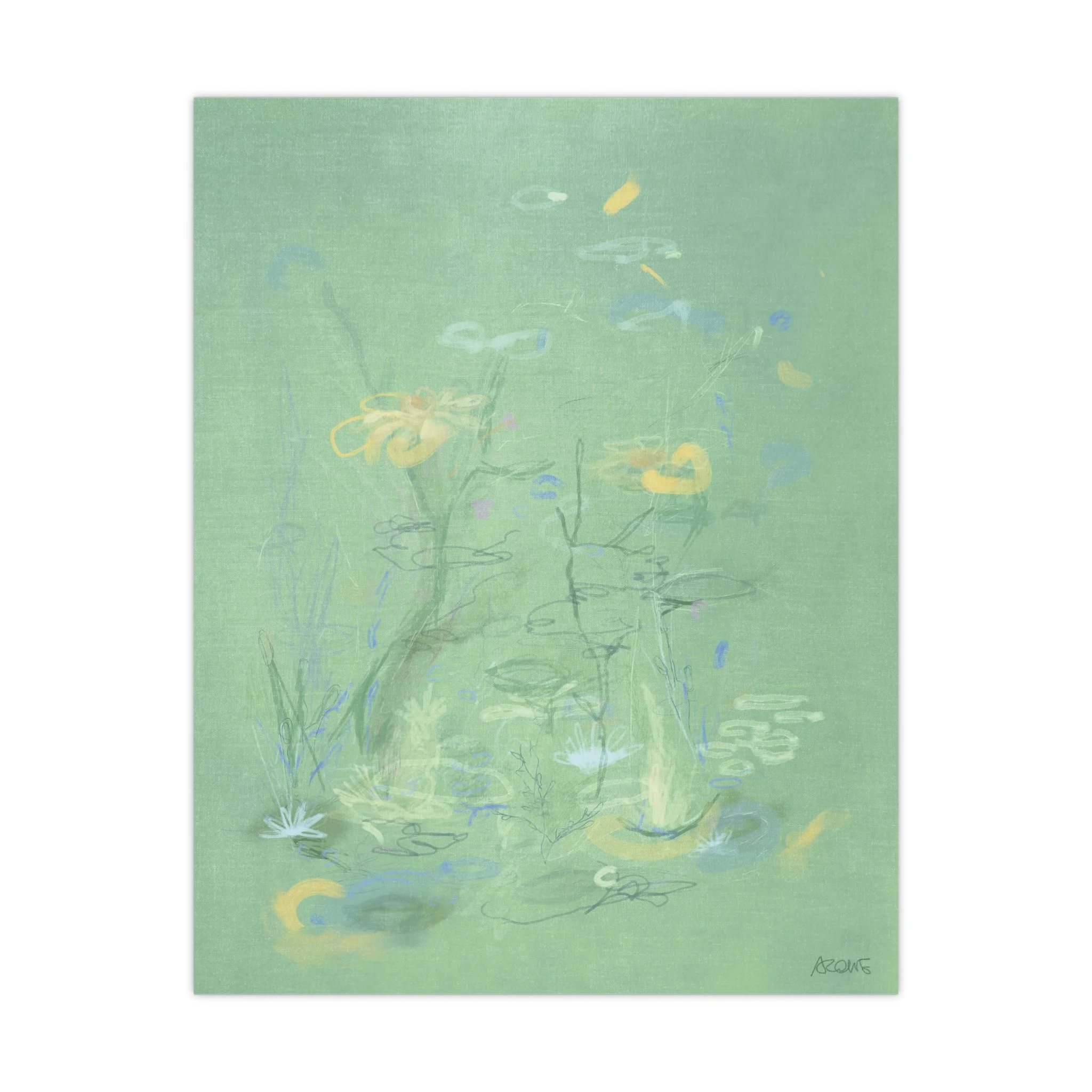 Matte Poster — Soft Green Meadow Floral Abstract Art Print