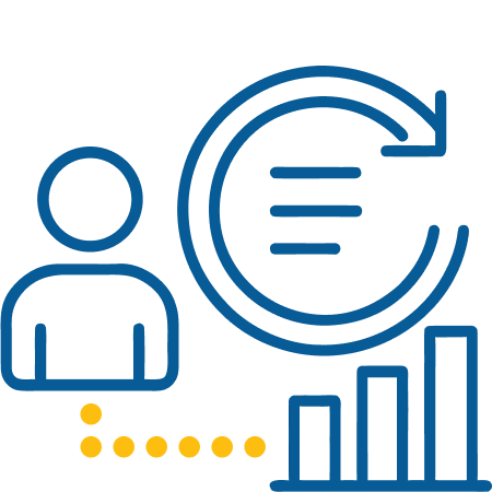 The Fail Smarter Framework. User icon with a chart showing a rising trend, a circular arrow, and a dotted line graph.
