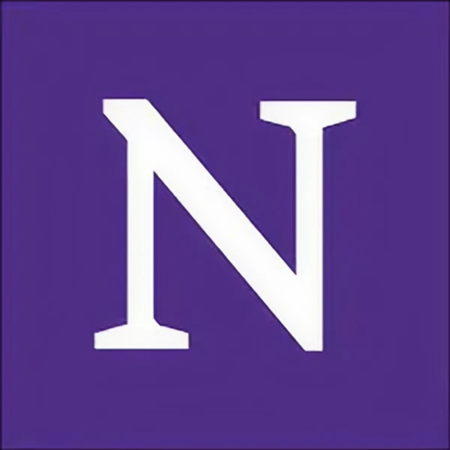 A white capital letter 'N' on a purple background for Northwestern University.
