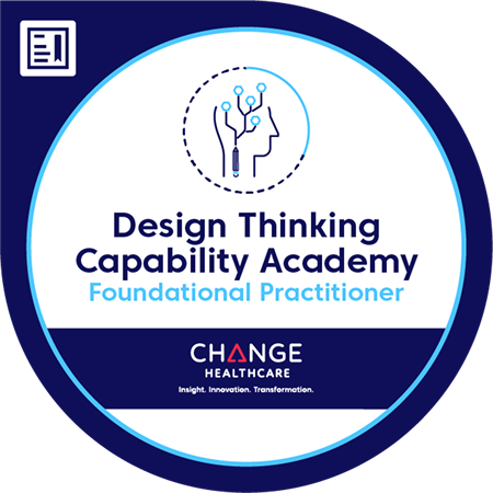 Logo for Design Thinking Capability Academy, a Foundation Practitioner course by Change Healthcare.
