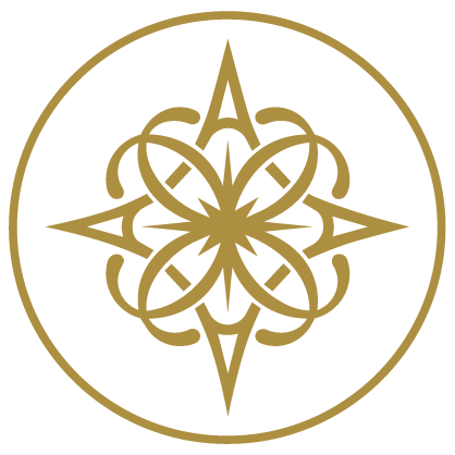 Gold geometric compass design for The Gilded Travel Co.