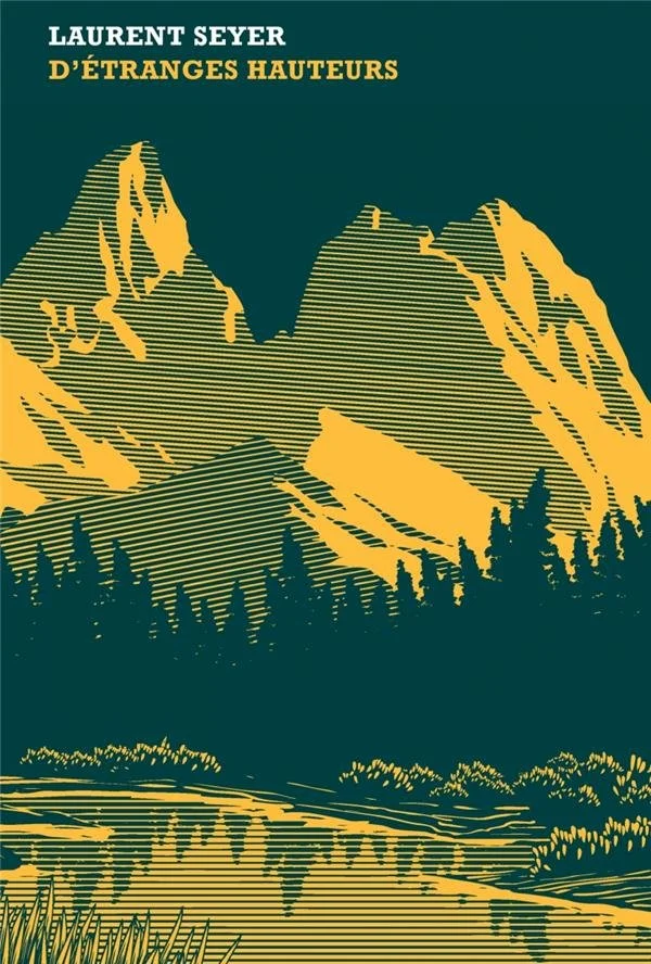 Couverture de livre illustrée d'une montagne abrupte, d'arbres et d'une rivière en premier plan.