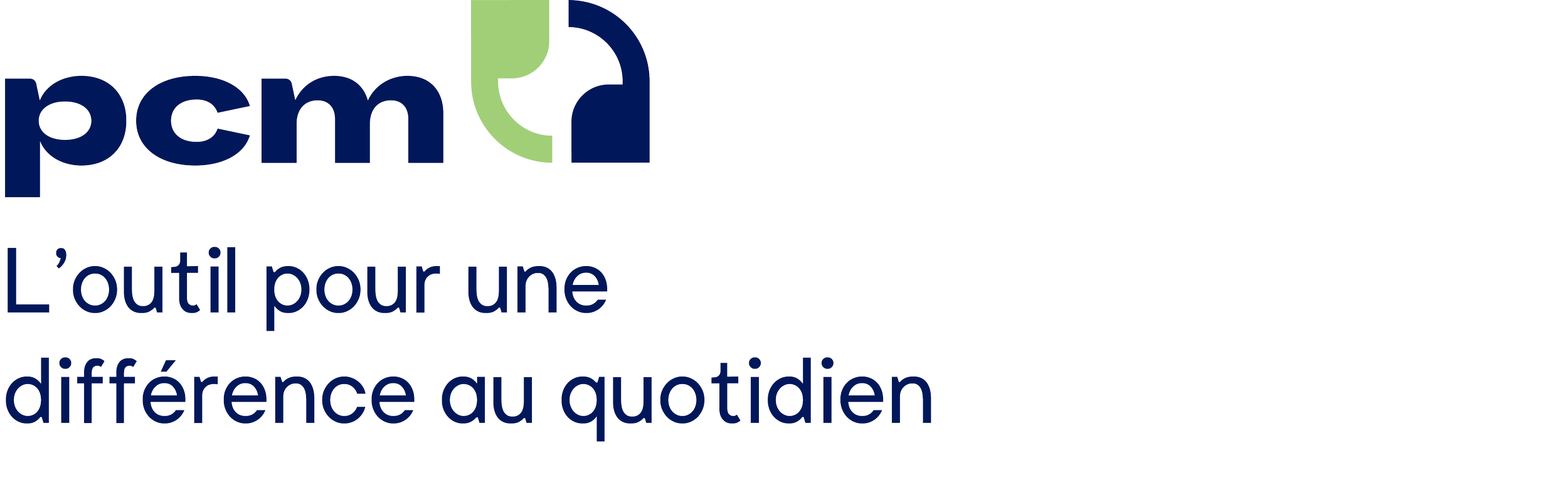 Logo de pcm, Process Communication Model, avec le texte "L'outil pour une différence au quotidien".