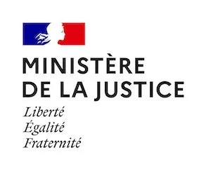 Logo du ministère de la Justice de France avec le drapeau français et la devise 'Liberté, Égalité, Fraternité'