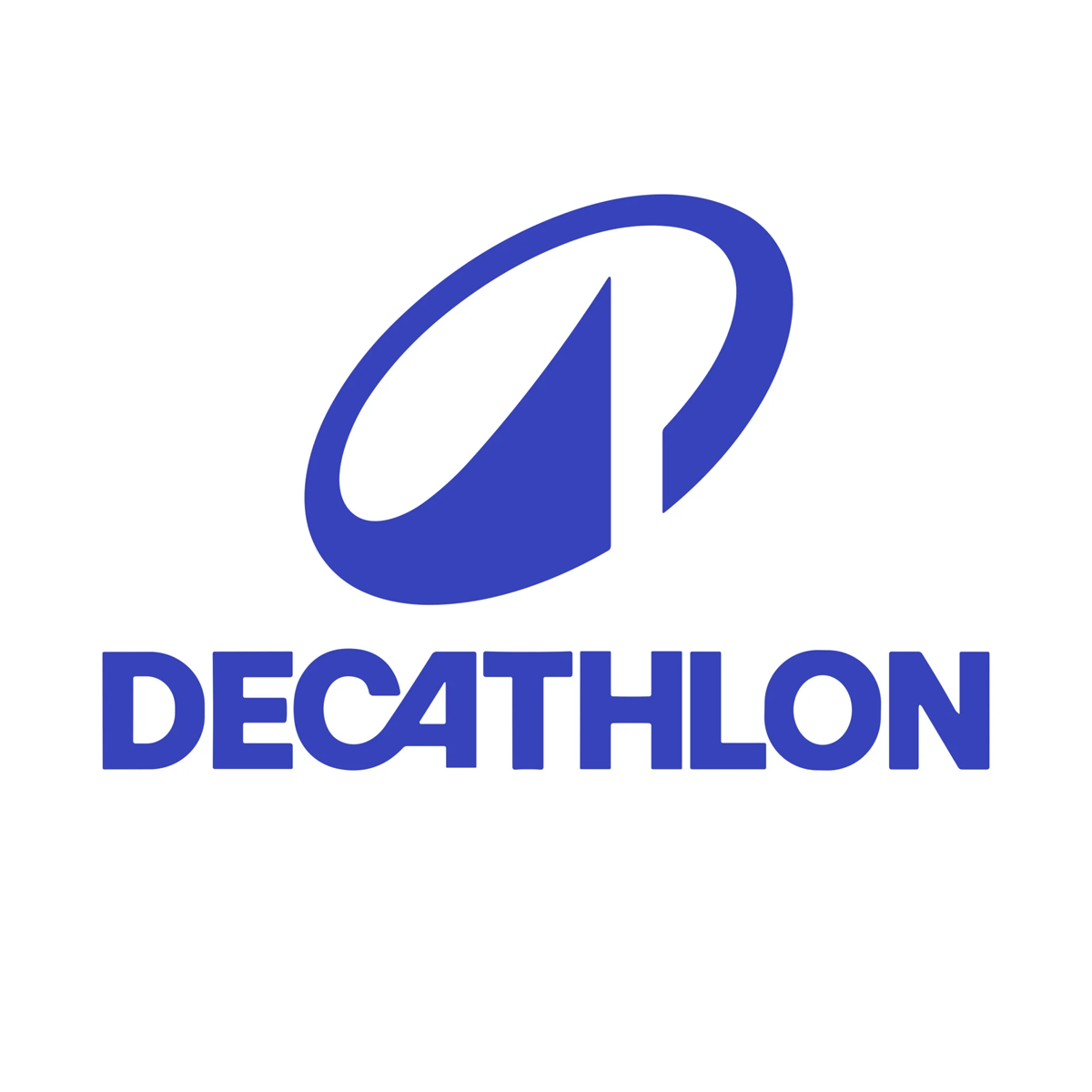 Logo de Decathlon avec un symbole stylisé et le nom en bleu