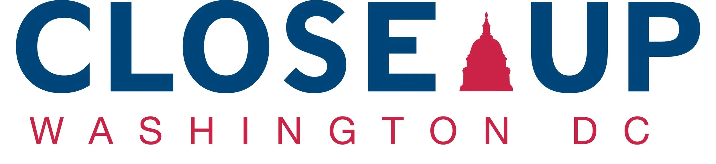 Close Up Washington DC logo with the words 'Close Up Washington DC' in blue and red, featuring a red silhouette of the United States Capitol Building.