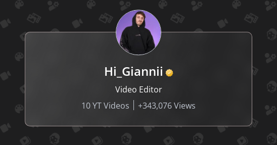 Profilbild eines Video Editors namens Hi Giannii, mit 343.076 Aufrufen auf YouTube.