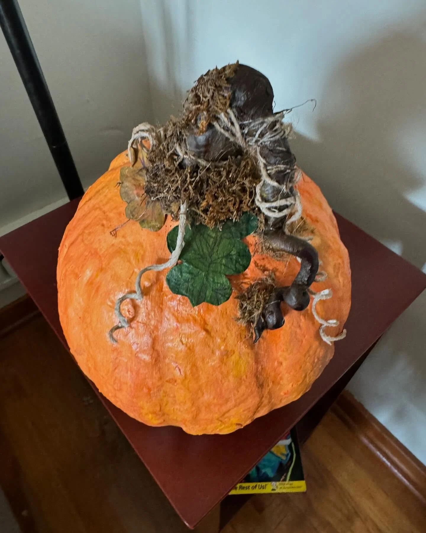 I decided to make Paper Mache and air dry clay gourds/pumpkins.