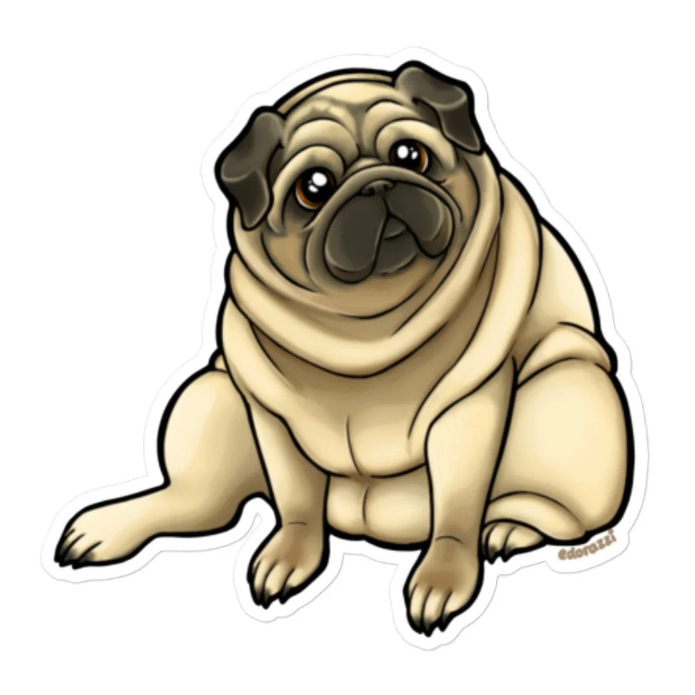 One in a Melon: Melon the Pug kiss-cut sticker