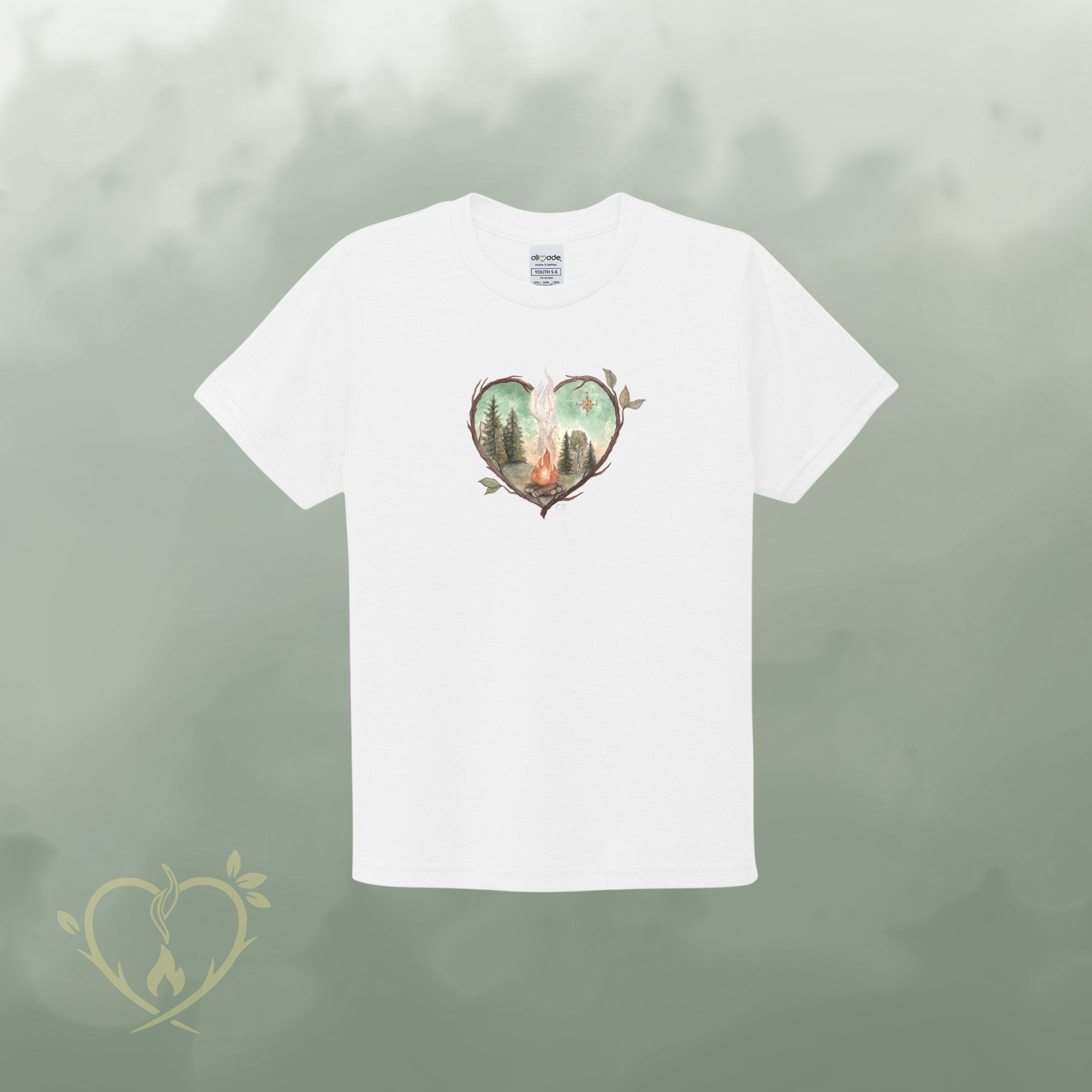* Précommande * ENFANT - T-Shirt de coton biologique - Blanc Pur - logo aquarelle (coupe classique)