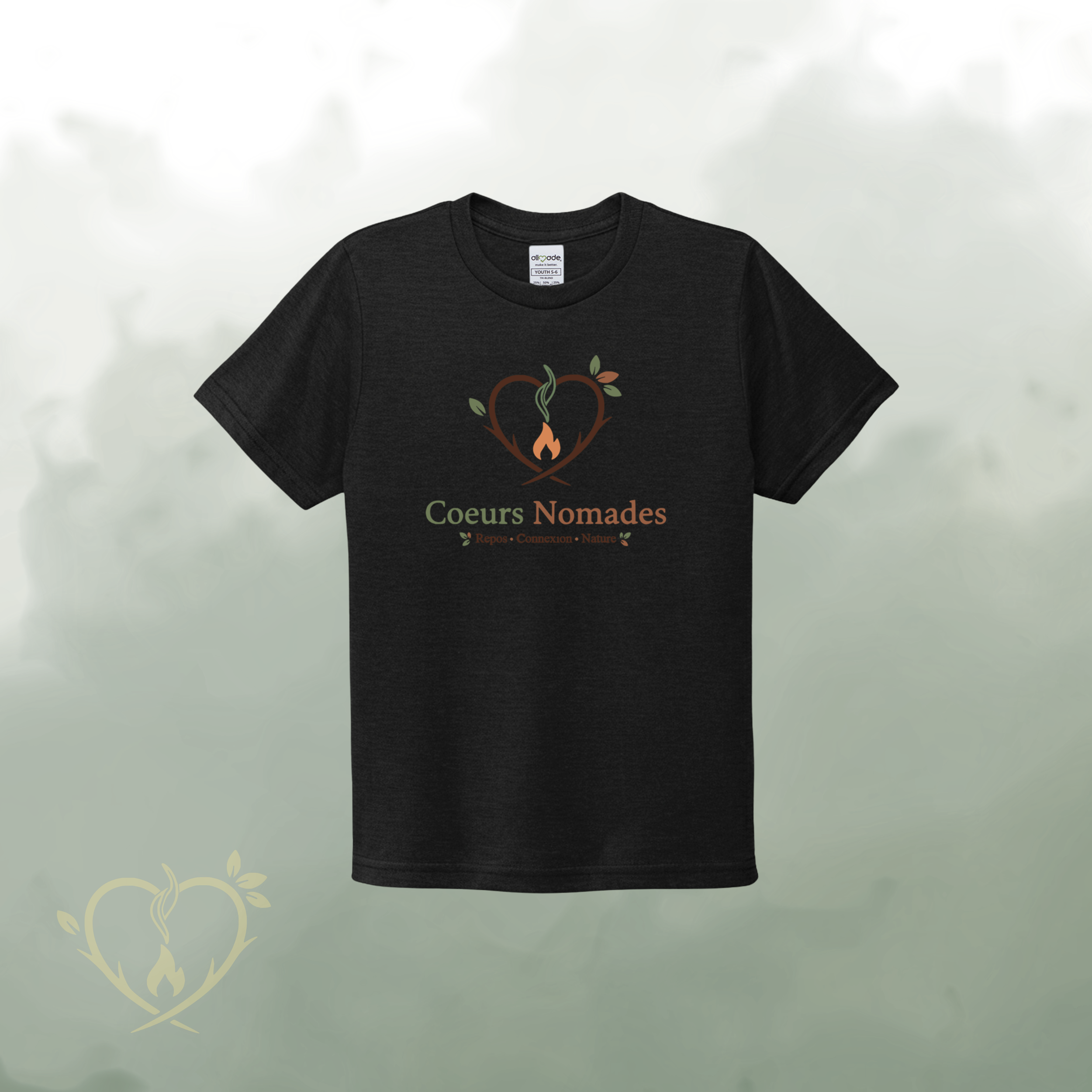 * Précommande * ENFANT - T-Shirt de coton biologique - Noir Profond - logo original (coupe classique)