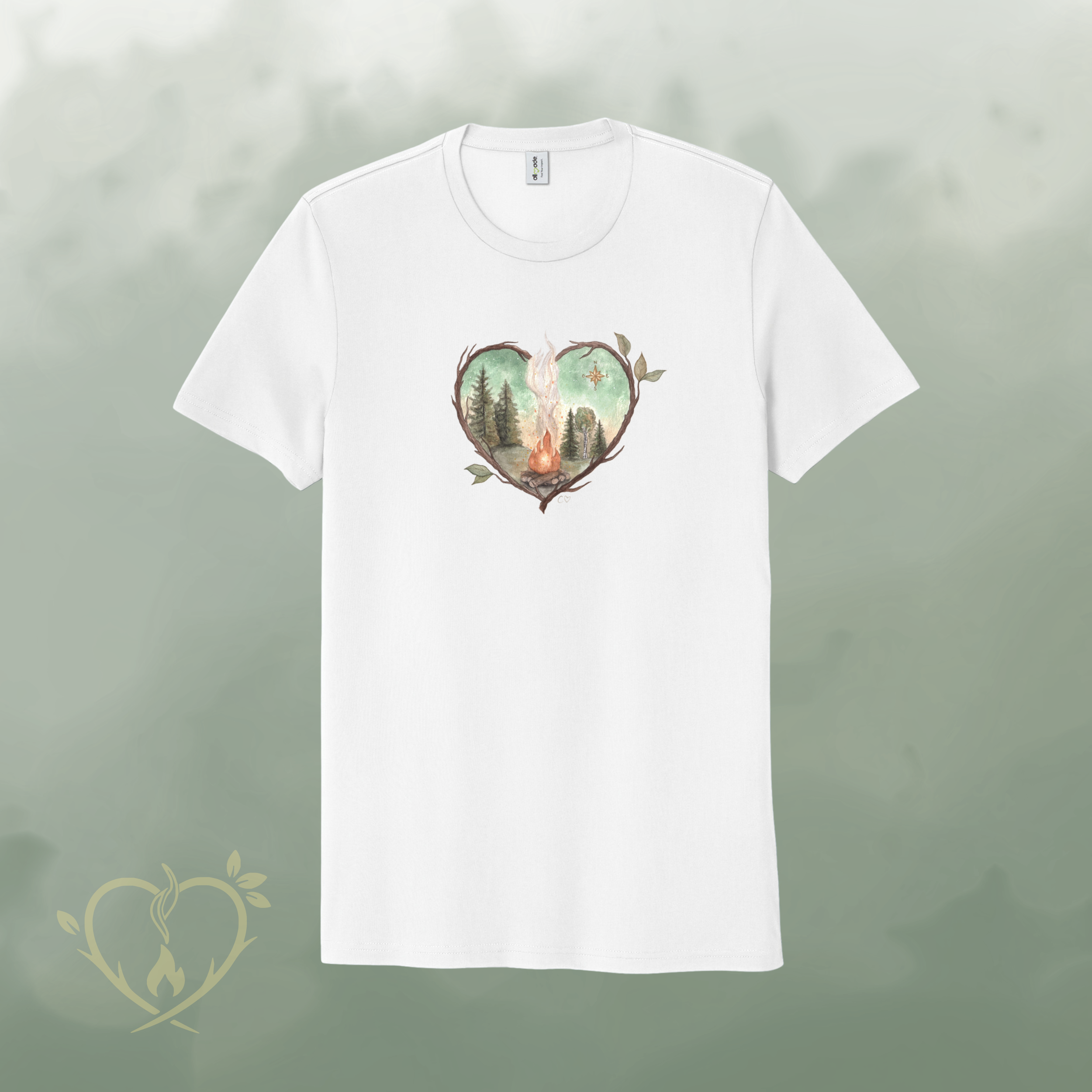 * Précommande * T-Shirt de coton biologique - Blanc Pur - logo aquarelle (coupe droite classique)