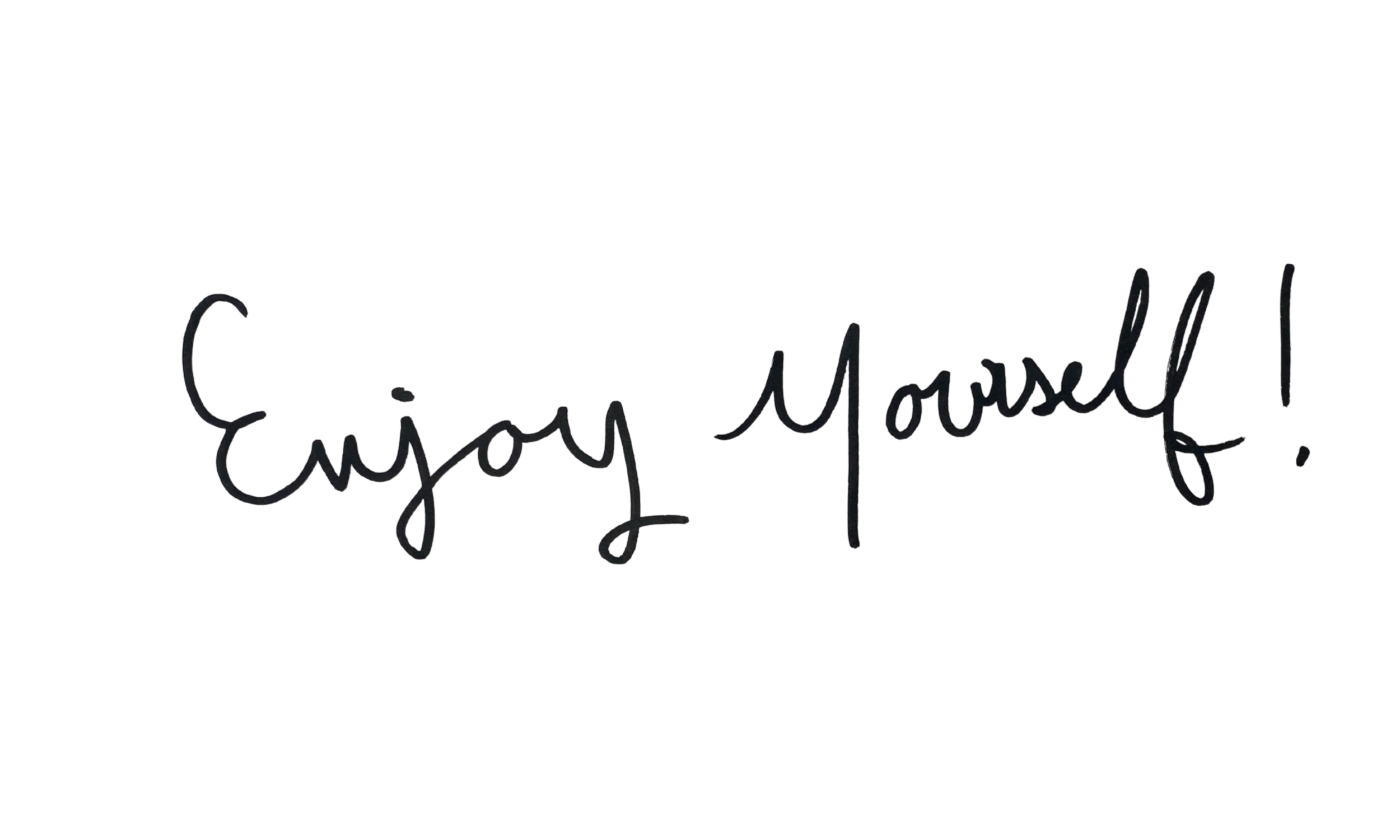 Handwritten message saying 'Enjoy Mousse!' on a black background.