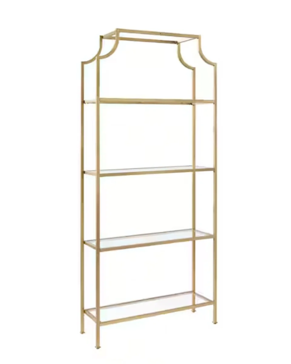 Gold Metal and Glass Shelf
