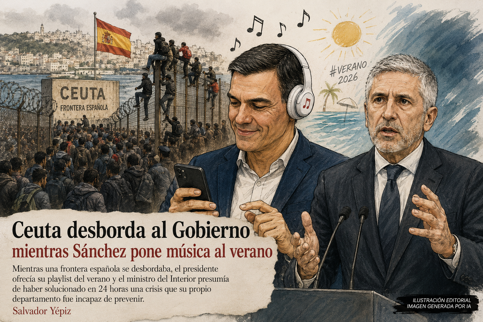 Ceuta desborda al Gobierno mientras Sánchez pone música al verano,